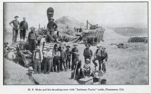 H. P. Mohr and his threshing crew with Aultman-Taylor outfit, Pleasanton, California                                            